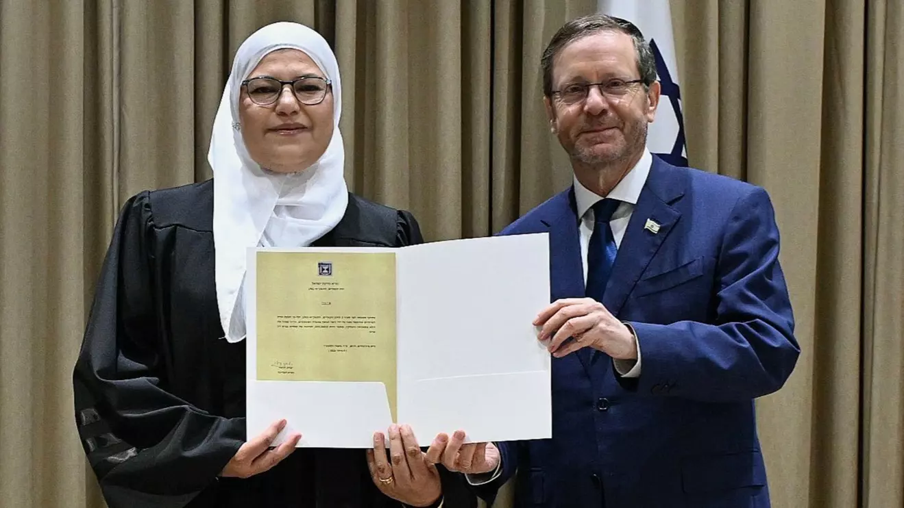 Rula Masalha-Zahalka and Israeli President Isaac Herzog on Thursday in Jerusalem © X