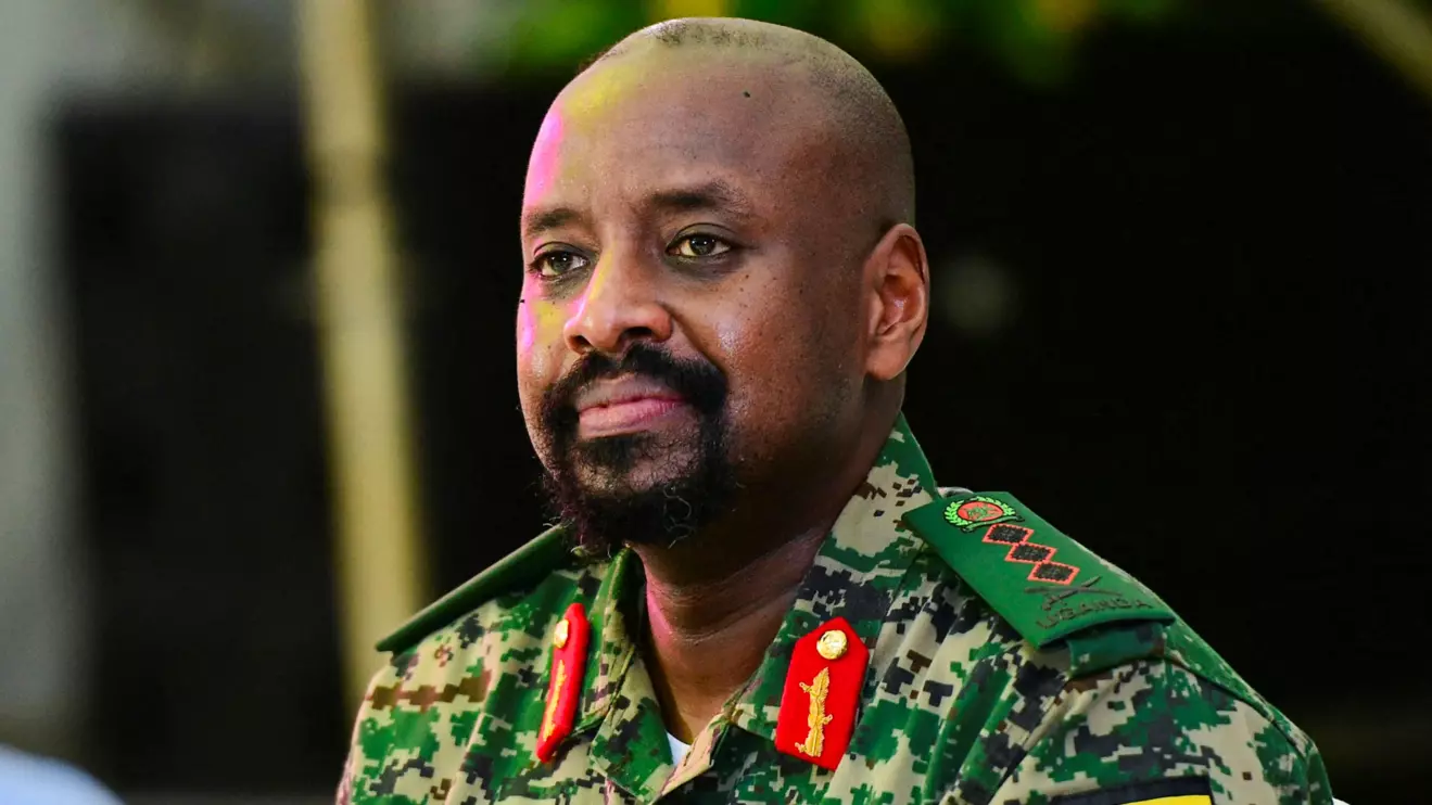 Muhoozi Kainerugaba of the Uganda People's Defence Force (UPDF), the son of Uganda's President Yoweri Museveni, who leads the Ugandan army's land forces, looks on during his birthday party in Entebbe, Uganda May 7, 2022. Reuters/Abubaker Lubowa