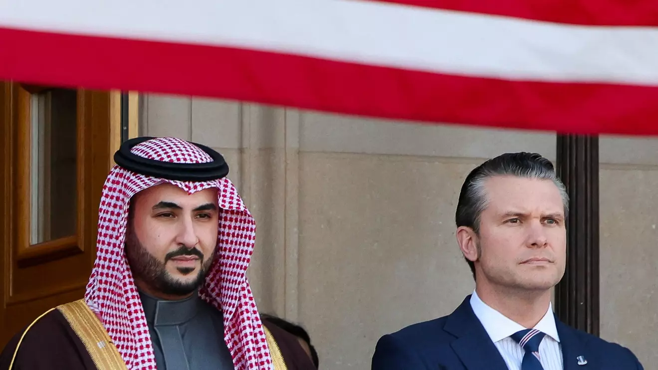 U.S. Defense Secretary Pete Hegseth meets with Saudi Defense Minister Prince Khalid bin Salman at the Pentagon in Washington, D.C., U.S., February 24, 2025. Reuters/Kevin Lamarque