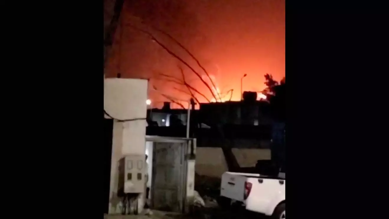 Smoke and flames rise from the direction of an industrial complex, after Saudi Arabia's defense ministry said that air defences intercepted and destroyed ballistic missiles launched towards the Eastern region, amid the U.S.-Israeli conflict with Iran, in Jubail, Saudi Arabia, in this screen grab taken from a social media video released on April 7, 2026. Social Media