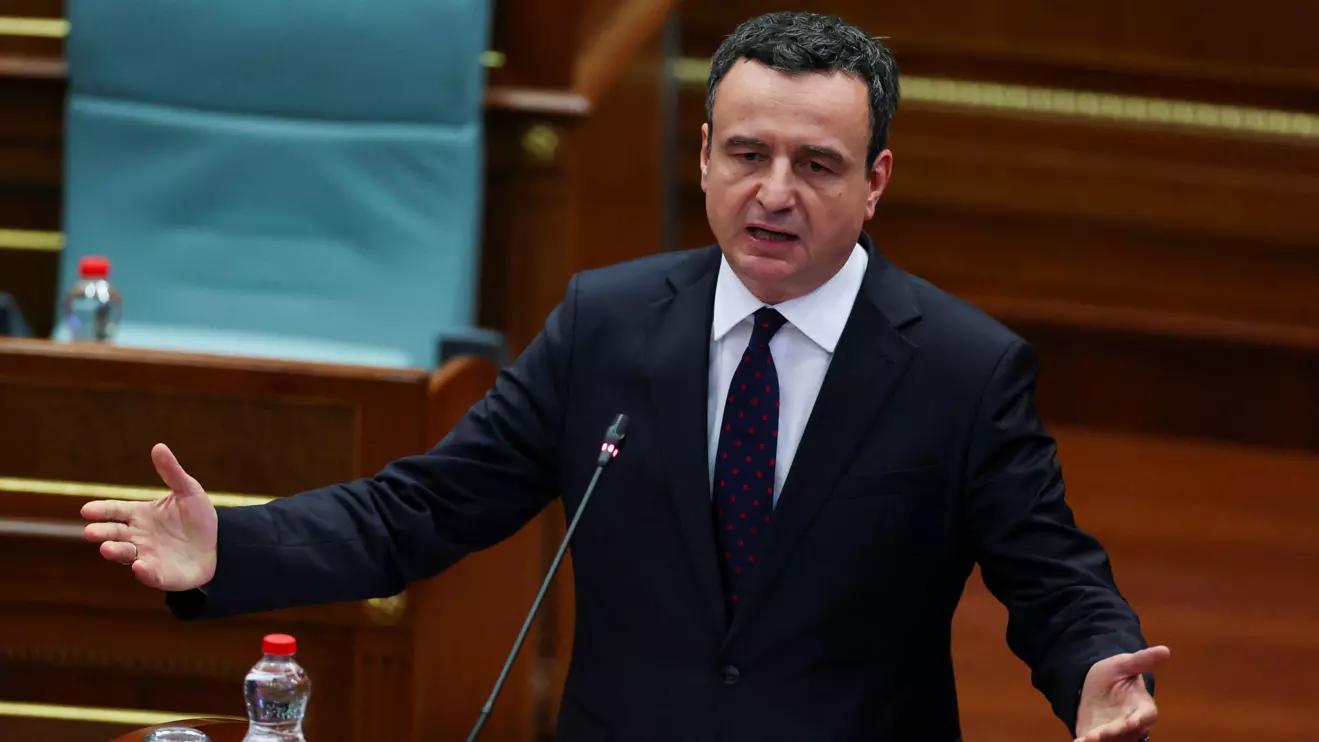 Acting Prime Minister and Self-Determination party leader Albin Kurti speaks during the parliamentary session in Pristina Kosovo, October 26, 2025, as Kosovo's parliament failed to elect a new prime minister. Reuters/Valdrin Xhemaj