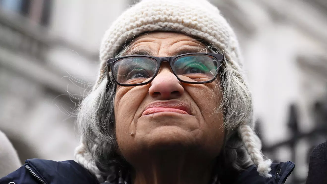 Laila Soueif, mother of jailed Egyptian-British activist Alaa Abd el-Fattah is interviewed during a hunger strike to protest against her son's detention in Egypt, outside Downing Street in Westminster in London, Britain, February 10, 2025. Reuters/Jaimi Joy