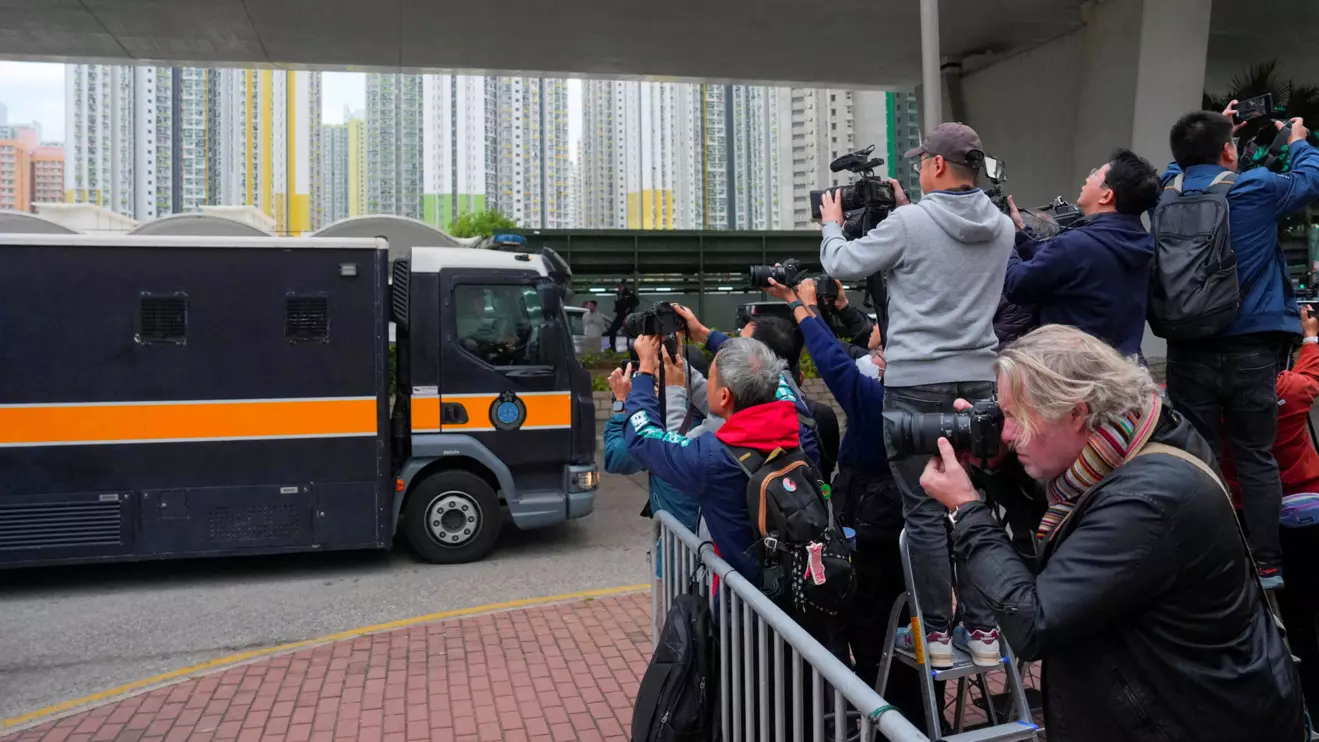A prison van believed to be carrying Jimmy Lai arrives at the West Kowloon Magistrates' Courts building for the mitigation in the national security collusion trial of Jimmy Lai, founder of the now-defunct pro-democracy newspaper Apple Daily, in Hong Kong, China, January 12, 2026. Reuters/Lam Yik