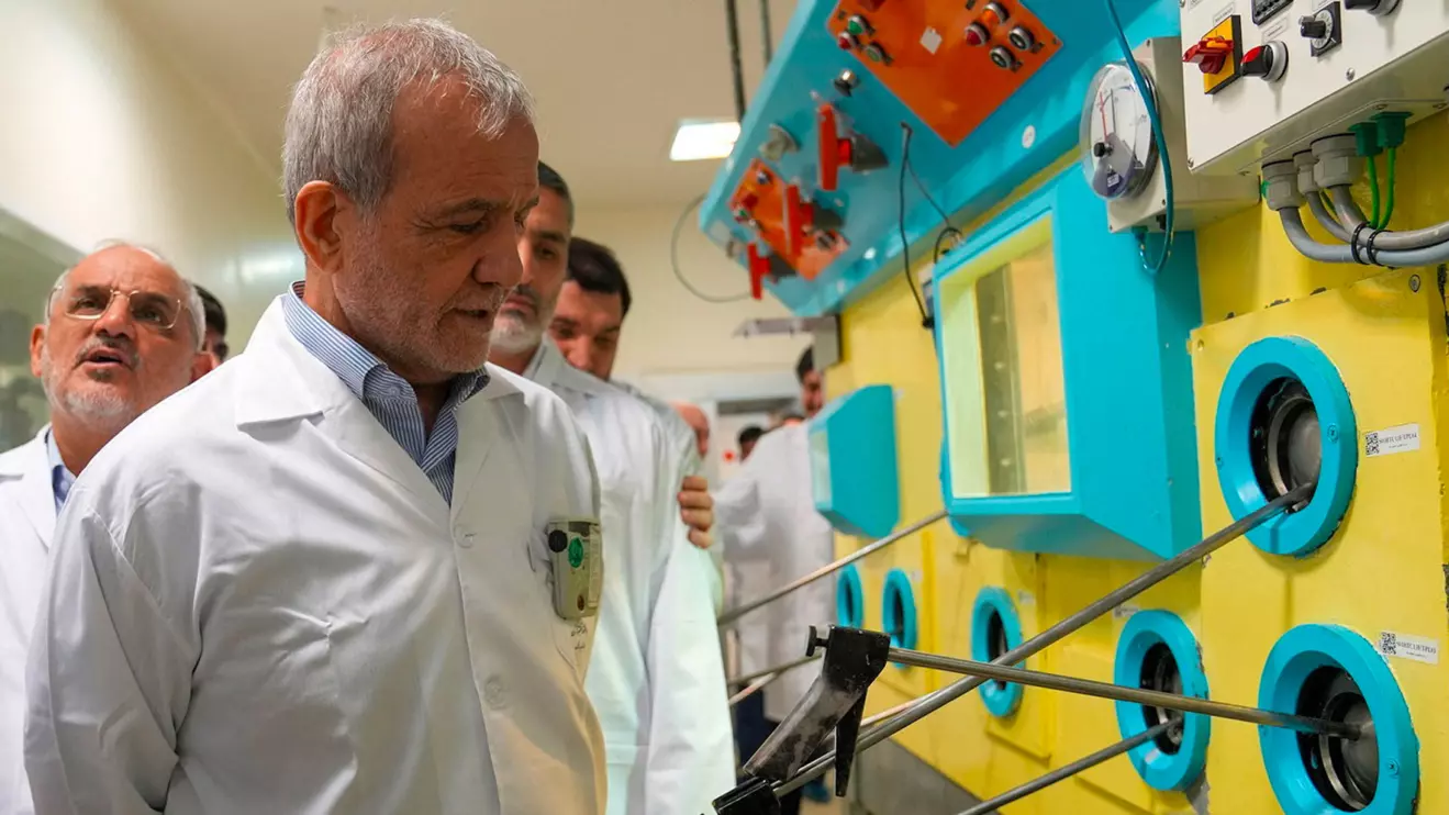 Iranian President Masoud Pezeshkian visits the Iranian Atomic Energy Organisation in Tehran, Iran, November 2, 2025. Iranian Atomic Organisation/WANA (West Asia News Agency)/Handout via Reuters