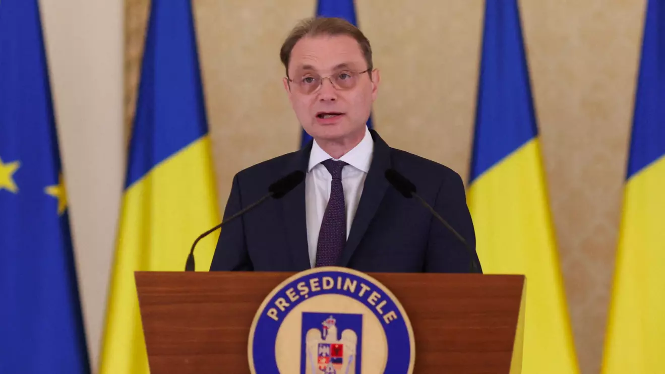 Romania's Prime Minister-designate Luca Niculescu delivers a speech at Cotroceni Palace, in Bucharest, Romania, October 5, 2026. Inquam Photos/George Calin via Reuters