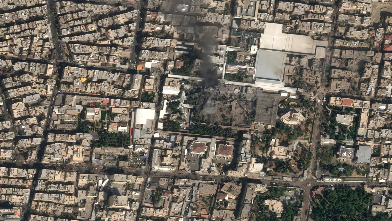 A satellite image shows black smoke rising and heavy damage at Iranian Supreme Leader Ayatollah Ali Khamenei's compound, following strikes by the United States and Israel against Iran, in Tehran, Iran February 28, 2026. Pleiades Neo (c) Airbus DS 2026/Handout via Reuters
