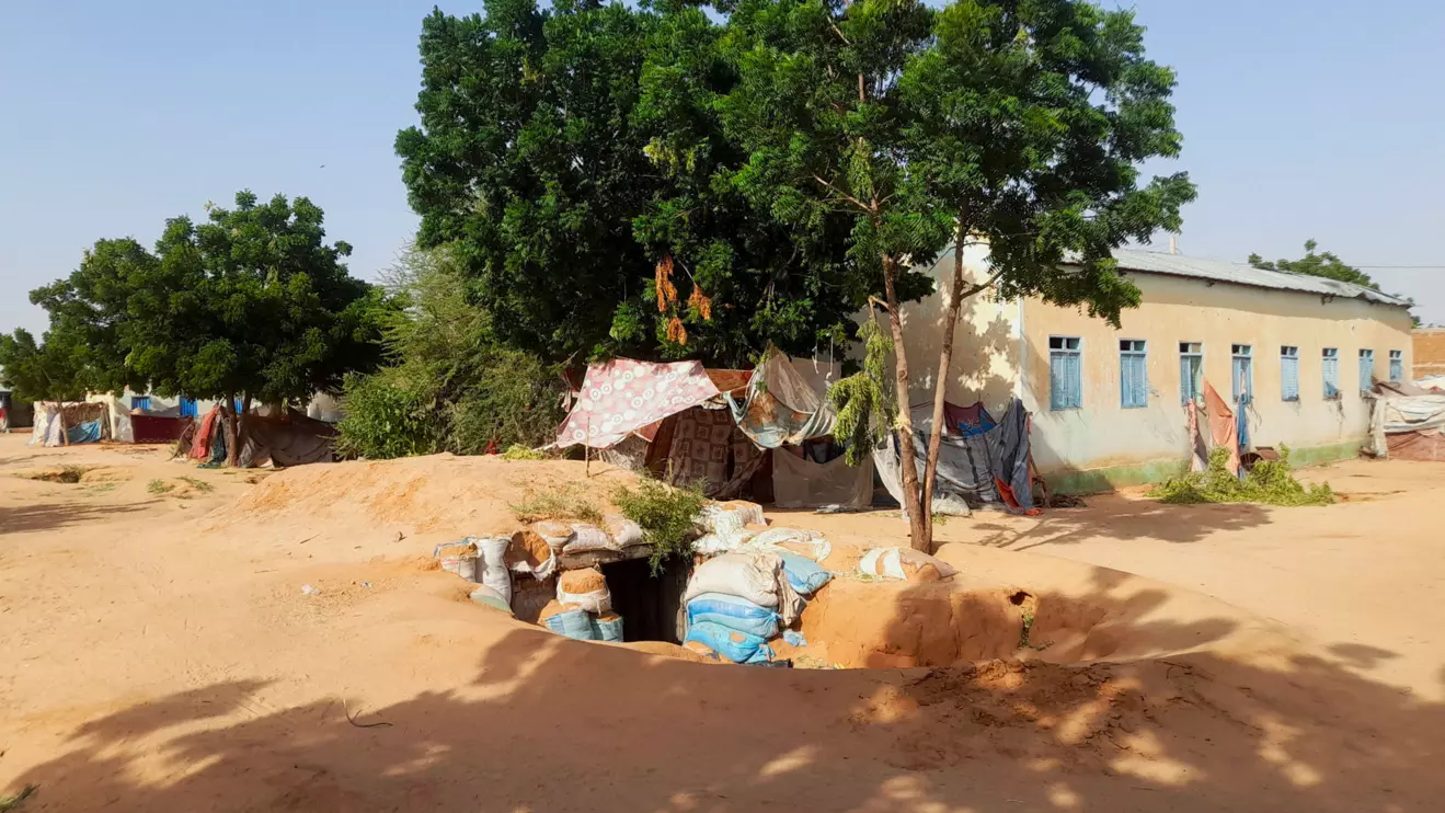 A shelter where displaced people protect themselves from the shelling in El Fasher, Sudan, October 7, 2025. Reuters/Mohyaldeen M Abdallah