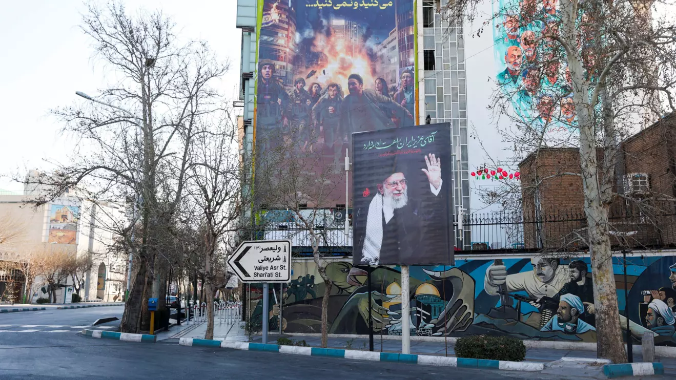 A sign in tribute to Iran's late Supreme Leader Ayatollah Ali Khamenei is displayed on a street, after he was killed in Israeli and U.S. strikes on Saturday, in Tehran, Iran, March 4, 2026. Majid Asgaripour/WANA (West Asia News Agency) via Reuters