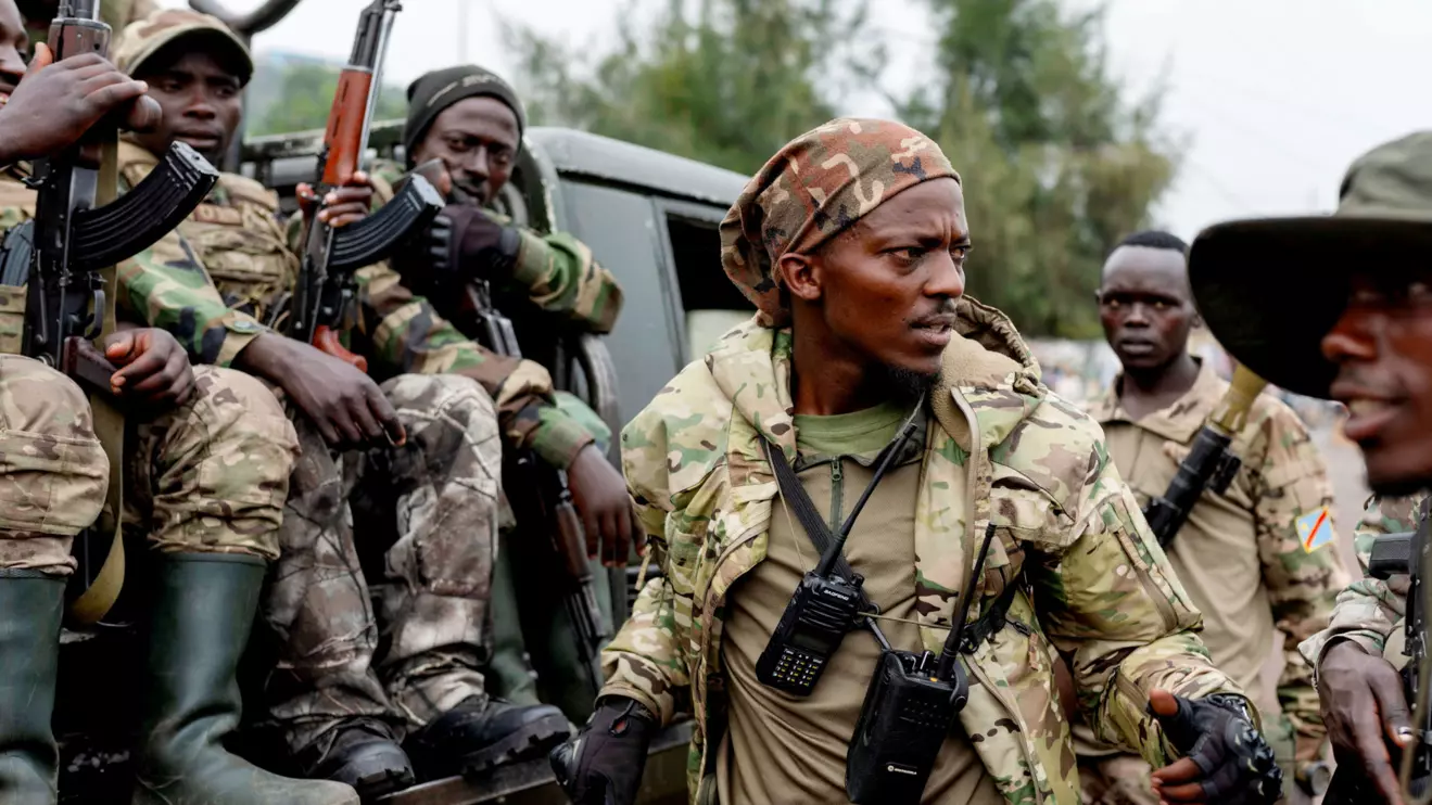 Members of the M23 rebel group gather to supervise Congolese potential recruits for the M23 rebel group before being taken to training centres run by M23 rebels, amid clashes between M23 rebels and the Armed Forces of the Democratic Republic of the Congo (FARDC), in Goma, North Kivu province in eastern Democratic Republic of the Congo, January 30, 2025. Reuters/Arlette Bashizi