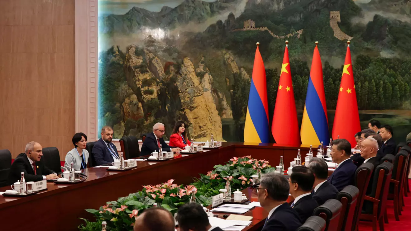 Armenia's Prime Minister Nikol Pashinyan speaks during a bilateral meeting with China's President Xi Jinping ahead of the Shanghai Cooperation Organization (SCO) Summit 2025 in Tianjin, China, 31 August, 2025, Reuters