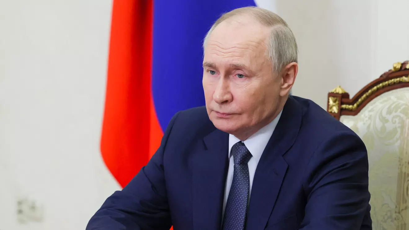 Russian President Vladimir Putin chairs a meeting with members of the Security Council via a video link in Moscow, Russia, March 21, 2025. Sputnik/Mikhail Metzel/Pool via Reuters