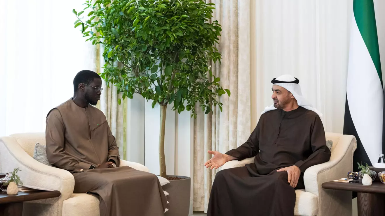 Bassirou Diomaye Faye and Sheikh Mohamed bin Zayed Al Nahyan © WAM