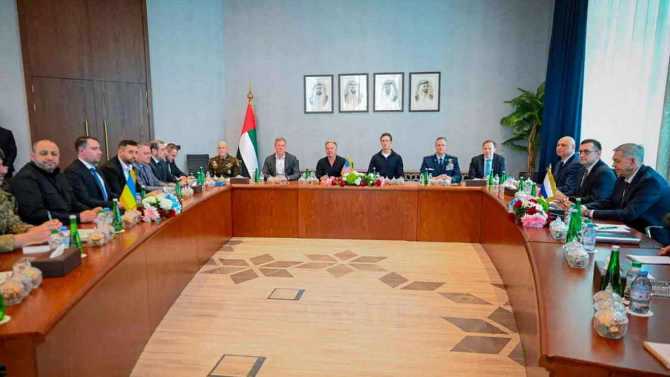 Secretary of Ukraine's National Security and Defence Council Rustem Umerov and other members of the Ukrainian delegation attend the second round of trilateral talks between the U.S., Russia and Ukraine, in Abu Dhabi, United Arab Emirates, February 4, 2026. UAE Ministry of Foreign Affairs