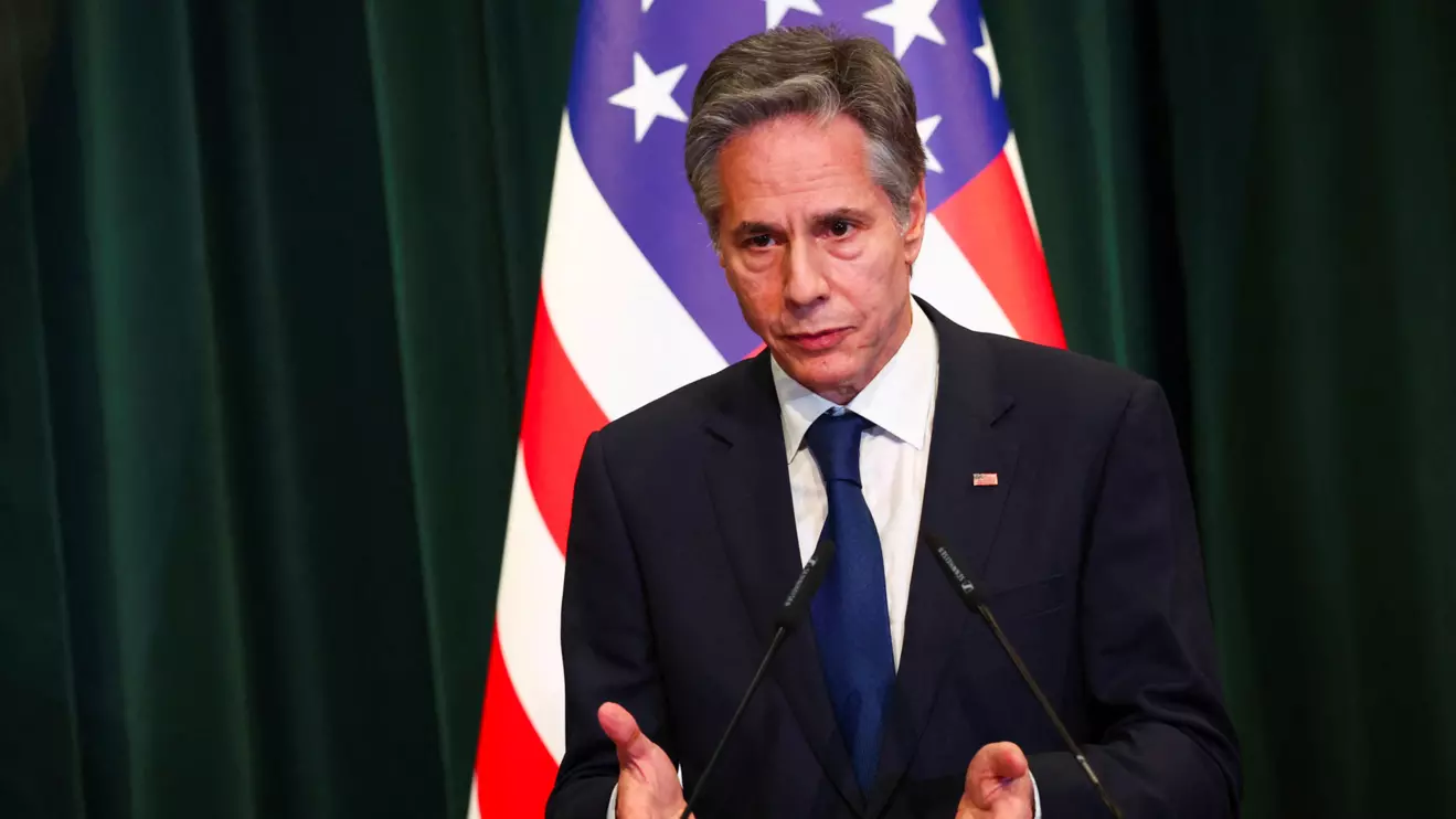 U.S. Secretary of State Antony Blinken takes part in a press conference with Albania's Prime Minister Edi Rama (not pictured) during Blinken's visit to the country, in Tirana, Albania February 15, 2024. Reuters/Florion Goga