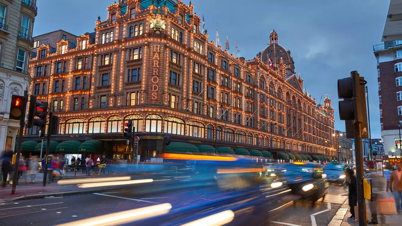 View of Harrods department store from Brompton Road, London © Mena Today 