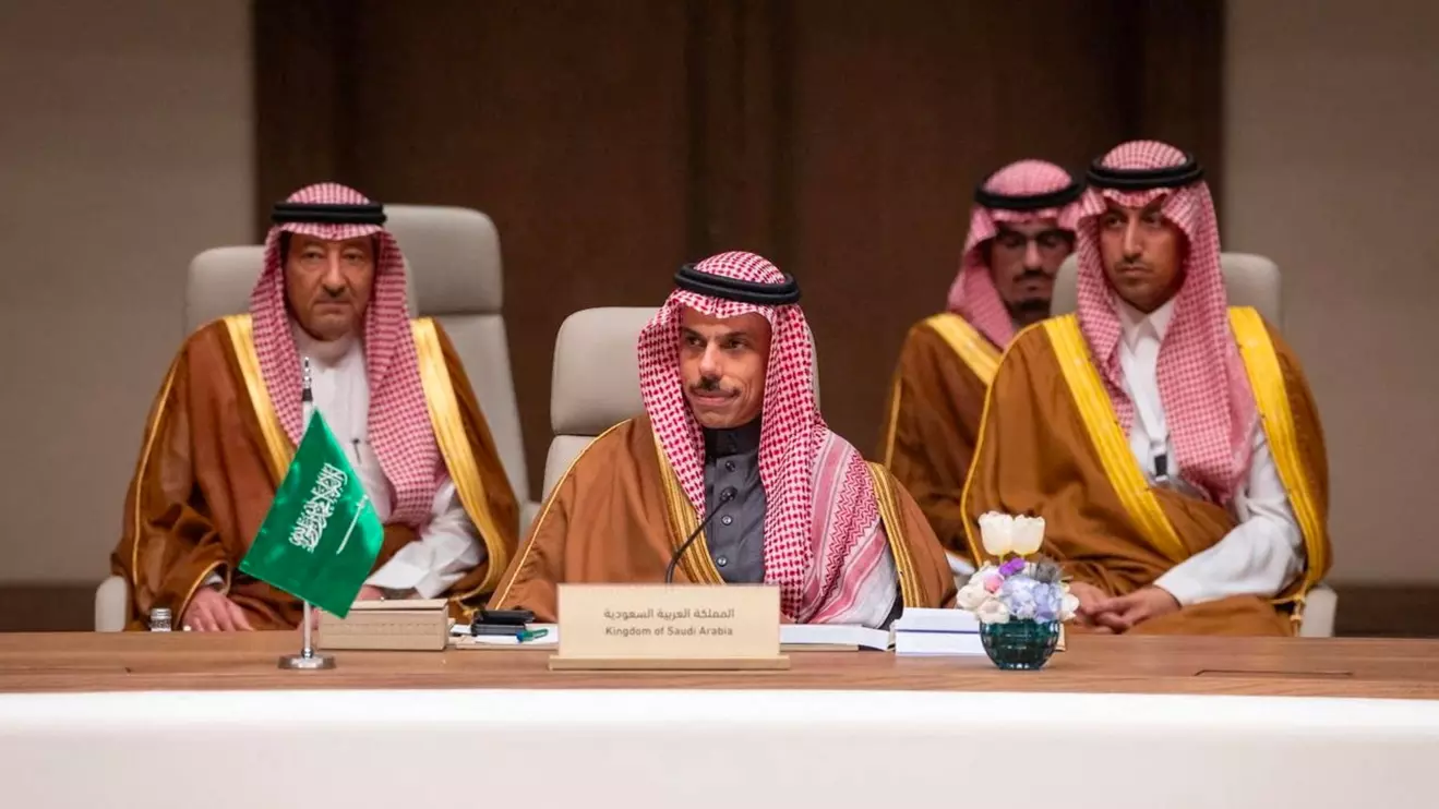 Saudi Foreign Minister Faisal bin Farhan speaks during the Arab and Islamic countries' ministers meeting on regional security in Riyadh, Saudi Arabia, March 19, 2026. Saudi Press Agency/Handout via Reuters