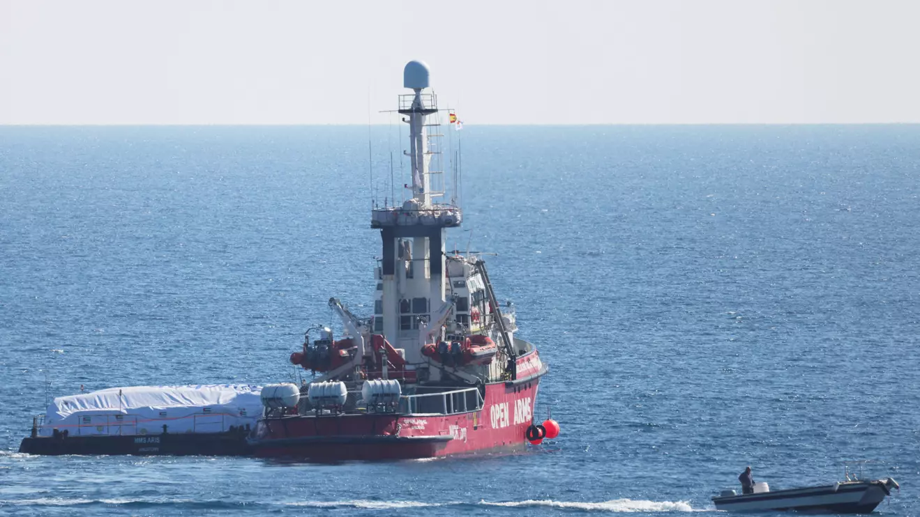 The Open Arms, a rescue vessel owned by a Spanish NGO, departs with humanitarian aid for Gaza from Larnaca, March 12, 2024. Reuters/Yiannis Kourtoglou