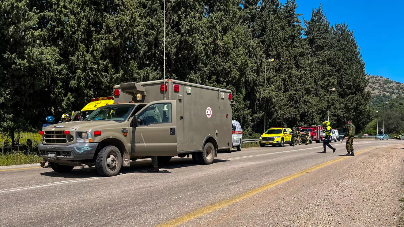 Emergency response forces work after it was reported that people were injured, amid ongoing cross-border hostilities between Hezbollah and Israeli forces, near Arab al-Aramashe in northern Israel April 17, 2024. Reuters/Avi Ohayon