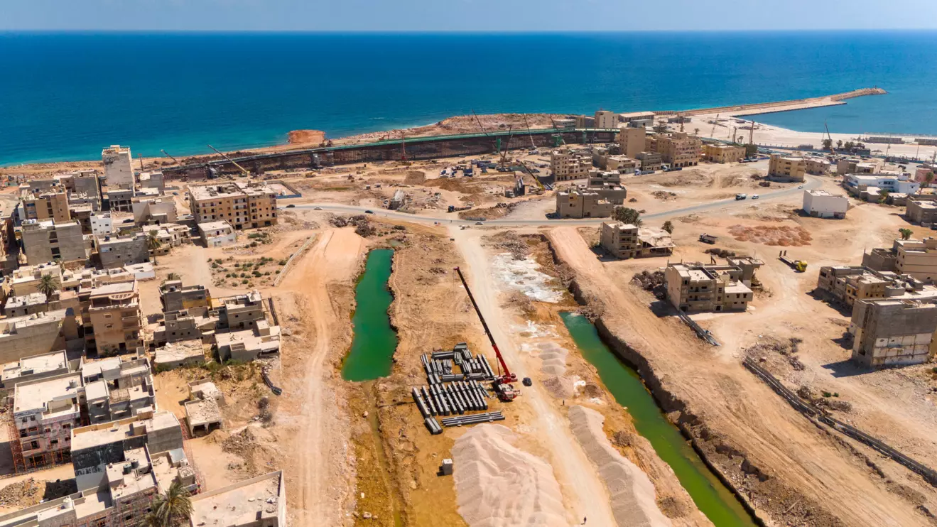 A drone view shows the city of Derna, on the first anniversary of the deadly floods which devastated the city, in Derna, Libya, September 10, 2024. Reuters/Mohamed Emnena