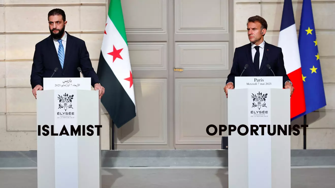 French President Emmanuel Macron and Syrian President Ahmed al-Sharaa attend a joint press conference after a meeting at the Elysee Palace in Paris, France, May 7, 2025. ReutersStephanie Lecocq