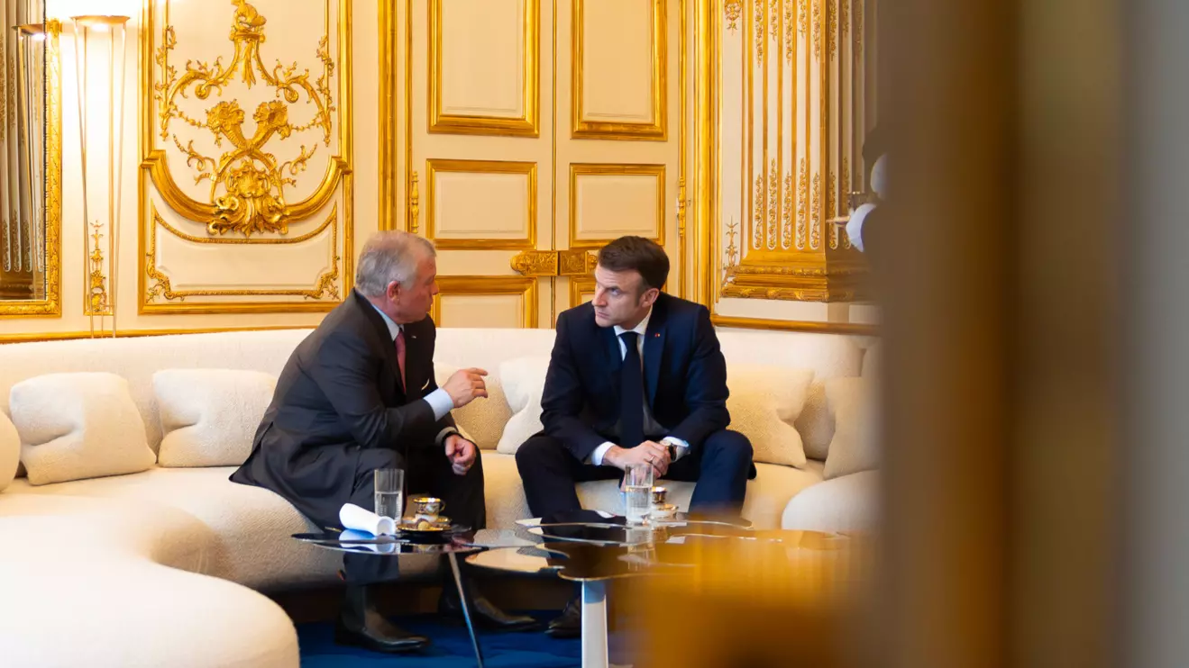 Abdullah II and Emmanuel Macron on Friday at the Elysee Palace 