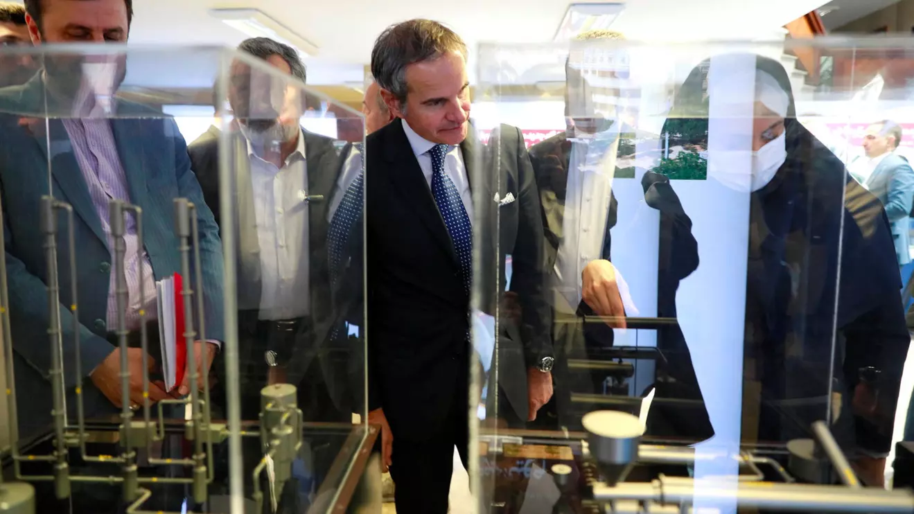 International Atomic Energy Agency (IAEA) Director General Rafael Grossi visits Iran's nuclear achievements exhibition, in Tehran, Iran, April 17, 2025. Iranian Atomic Organisation/WANA (West Asia News Agency)/Handout via Reuters