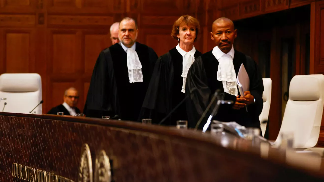 Judges arrive at the International Court of Justice (ICJ), during a ruling on South Africa's request to order a halt to Israel's Rafah offensive in Gaza as part of a larger case brought before the Hague-based court by South Africa accusing Israel of genocide, in The Hague, Netherlands May 24, 2024. Reuters/Johanna Geron