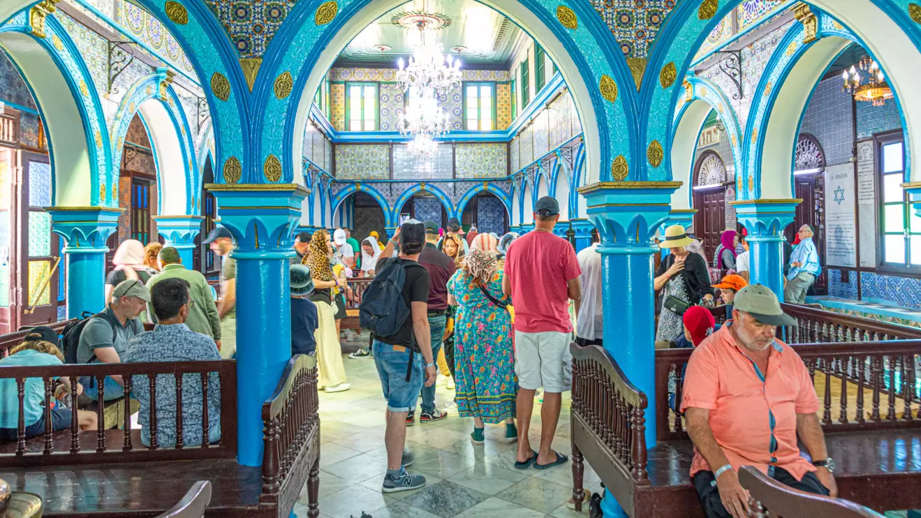 Interior view of the historic El Ghriba synagogue © Mena Today 