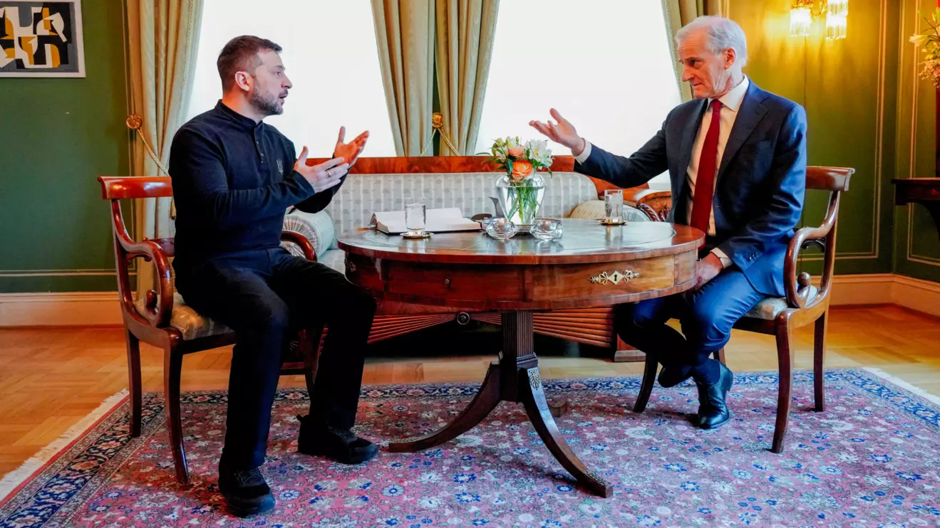 Ukrainian President Volodymyr Zelenskiy meets Norwegian Prime Minister Jonas Gahr Stoere at the Prime Minister's residence in Oslo, Norway, March 20, 2025. Ole Berg-Rusten/NTB/via Reuters