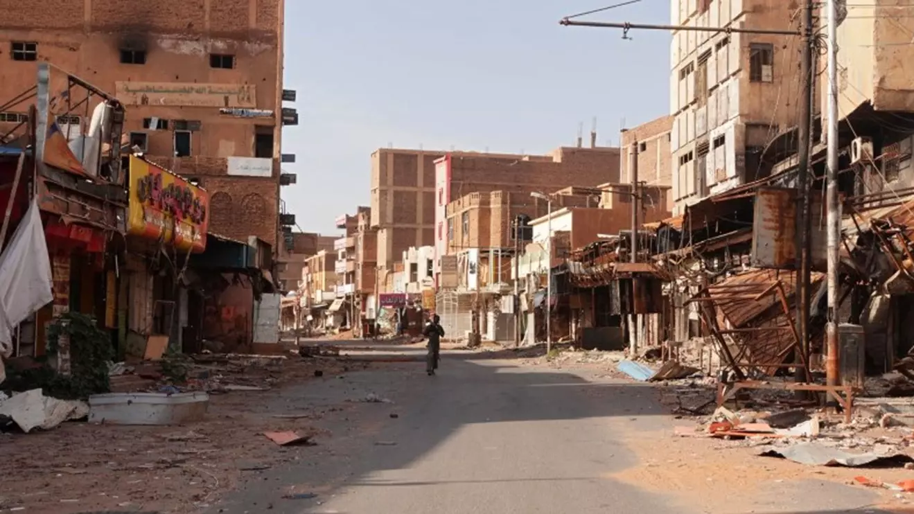 A view of a street in the city of Omdurman damaged in the year-long civil war in Sudan, April 7, 2024. Residents in the city have found themselves besieged in their homes, trapped between the paramilitary RSF and the army. Reuters/El Tayeb Siddig