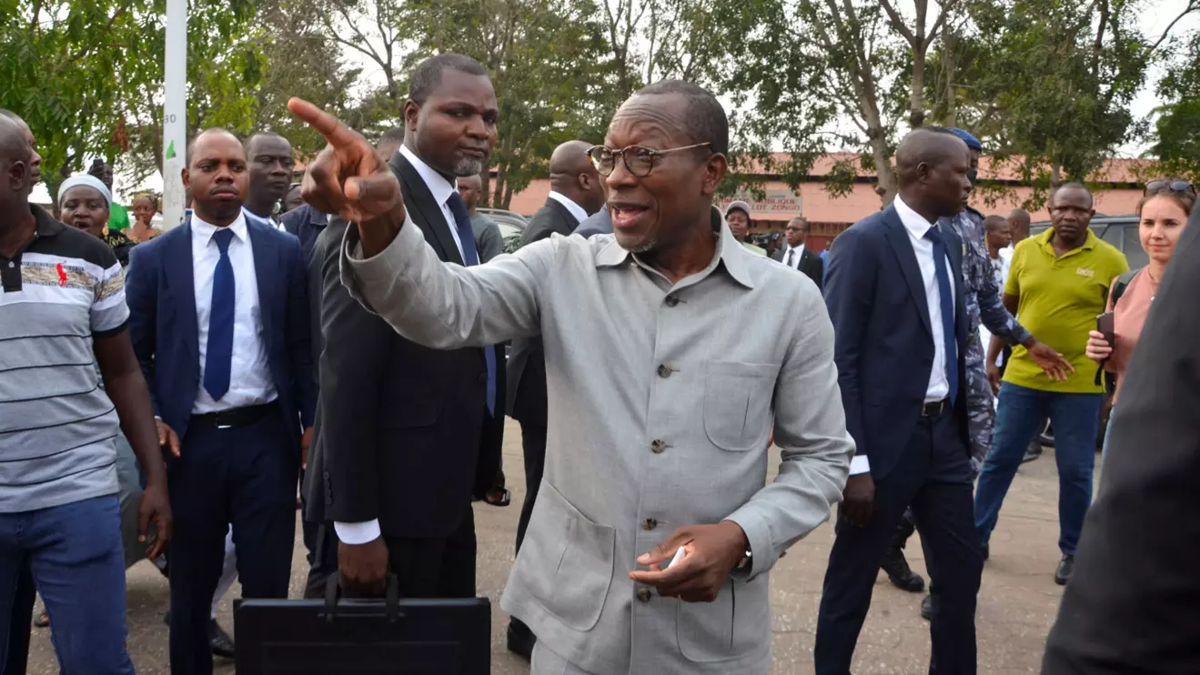 Benin president Patrice Talon gestures after casting his ballot during the parliamentary election at his polling center in Cotonou, Benin, January 8, 2023. Reuters/Charles Placide Tossou