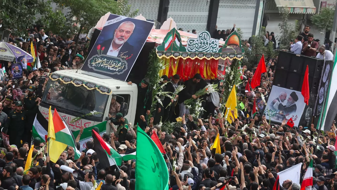 Iranians attend the funeral procession of assassinated Hamas chief, Ismail Haniyeh in Tehran, Iran, August 1, 2024. Majid Asgaripour/WANA (West Asia News Agency) via Reuters
