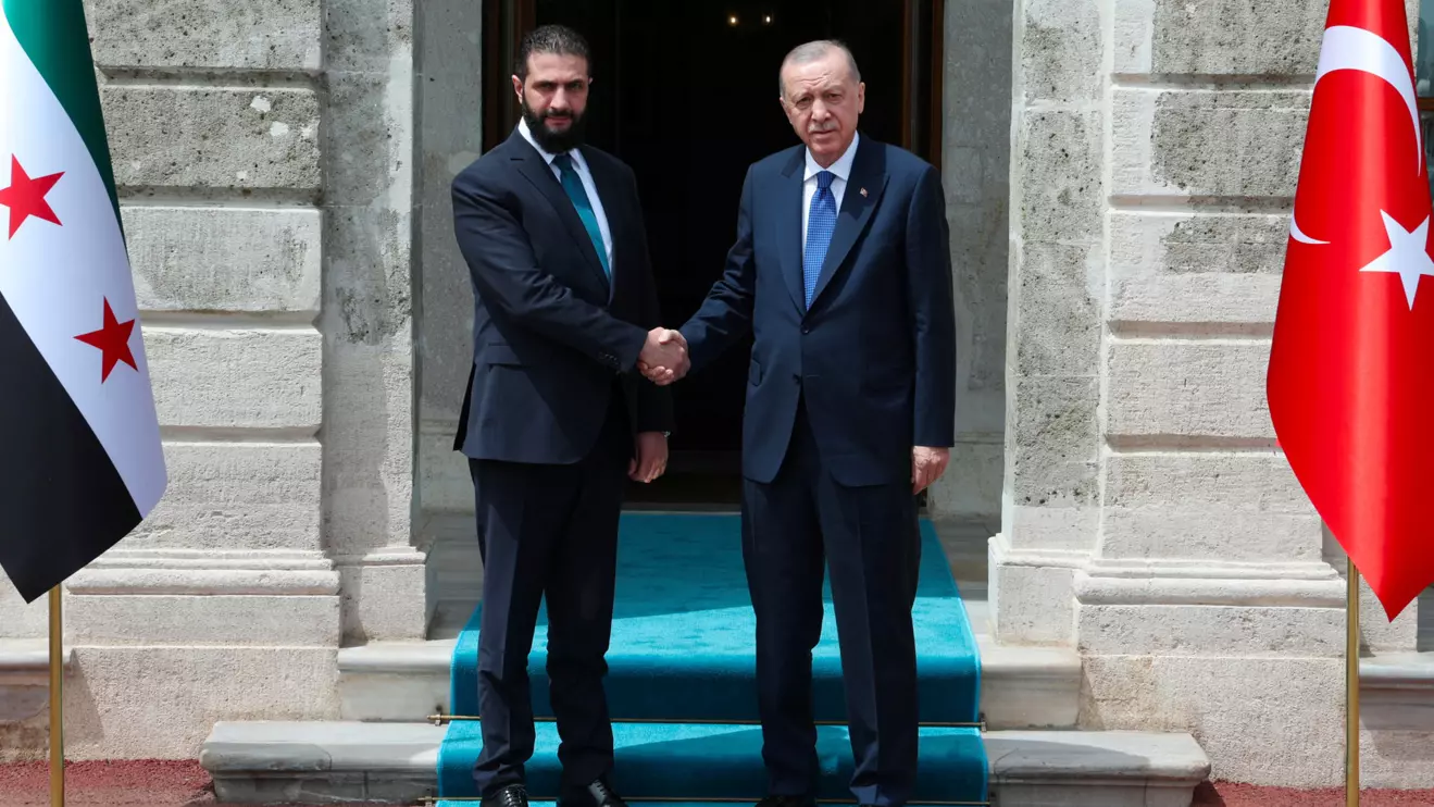 Turkey's President Tayyip Erdogan meets with Syrian President Ahmed al-Sharaa in Istanbul, Turkey, May 24, 2025. Murat Cetinmuhurdar/PPO