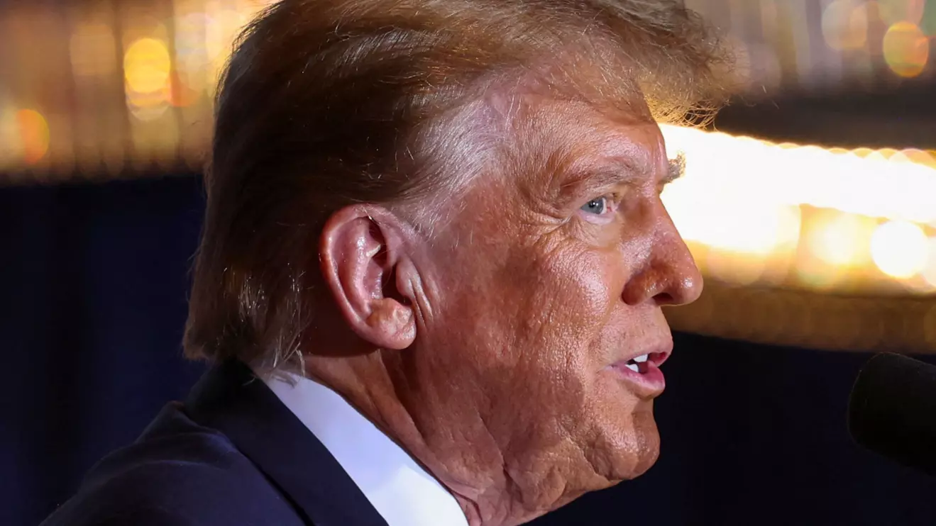 Republican presidential candidate and former U.S. President Donald Trump speaks during his New Hampshire presidential primary election night watch party, in Nashua, New Hampshire, U.S., January 23, 2024. Reuters/Mike Segar