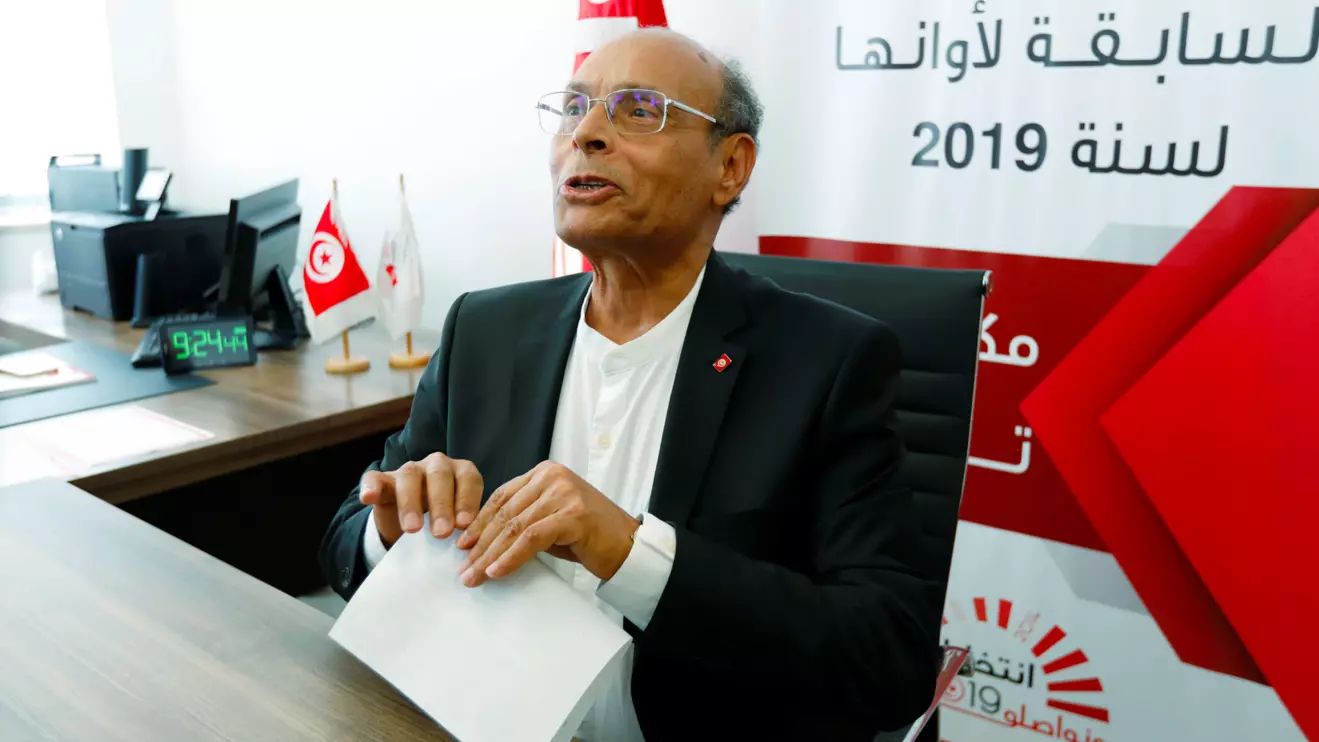 Former Tunisian President Moncef Marzouki submits his candidacy for the presidential election in Tunis, Tunisia August 7, 2019. Picture taken August 7, 2019. Reuters/Zoubeir Souissi