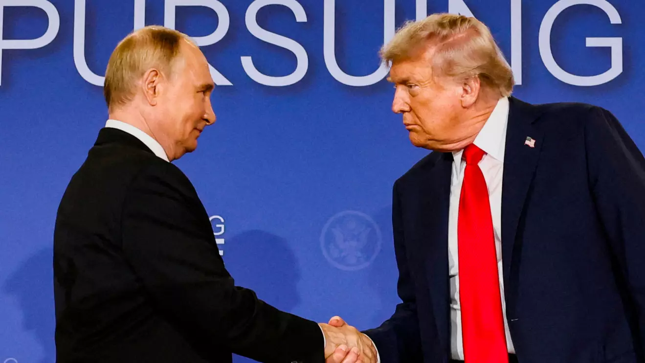U.S. President Donald Trump and Russian President Vladimir Putin shake hands during a press conference following their meeting to negotiate an end to the war in Ukraine, at Joint Base Elmendorf-Richardson, in Anchorage, Alaska, U.S., August 15, 2025. Reuters/Kevin Lamarque