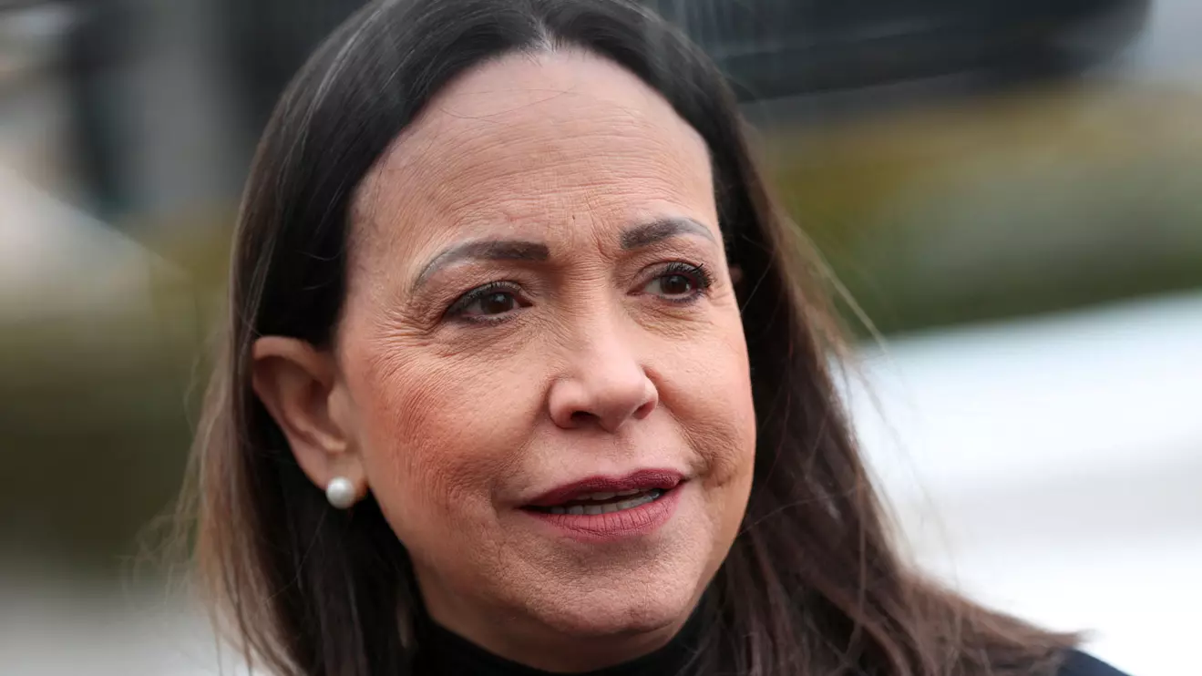 Venezuelan opposition leader Maria Corina Machado looks on while speaking with the media following meetings at the U.S. Department of State in Washington, D.C., U.S., January 28, 2026. Reuters/Kylie Cooper