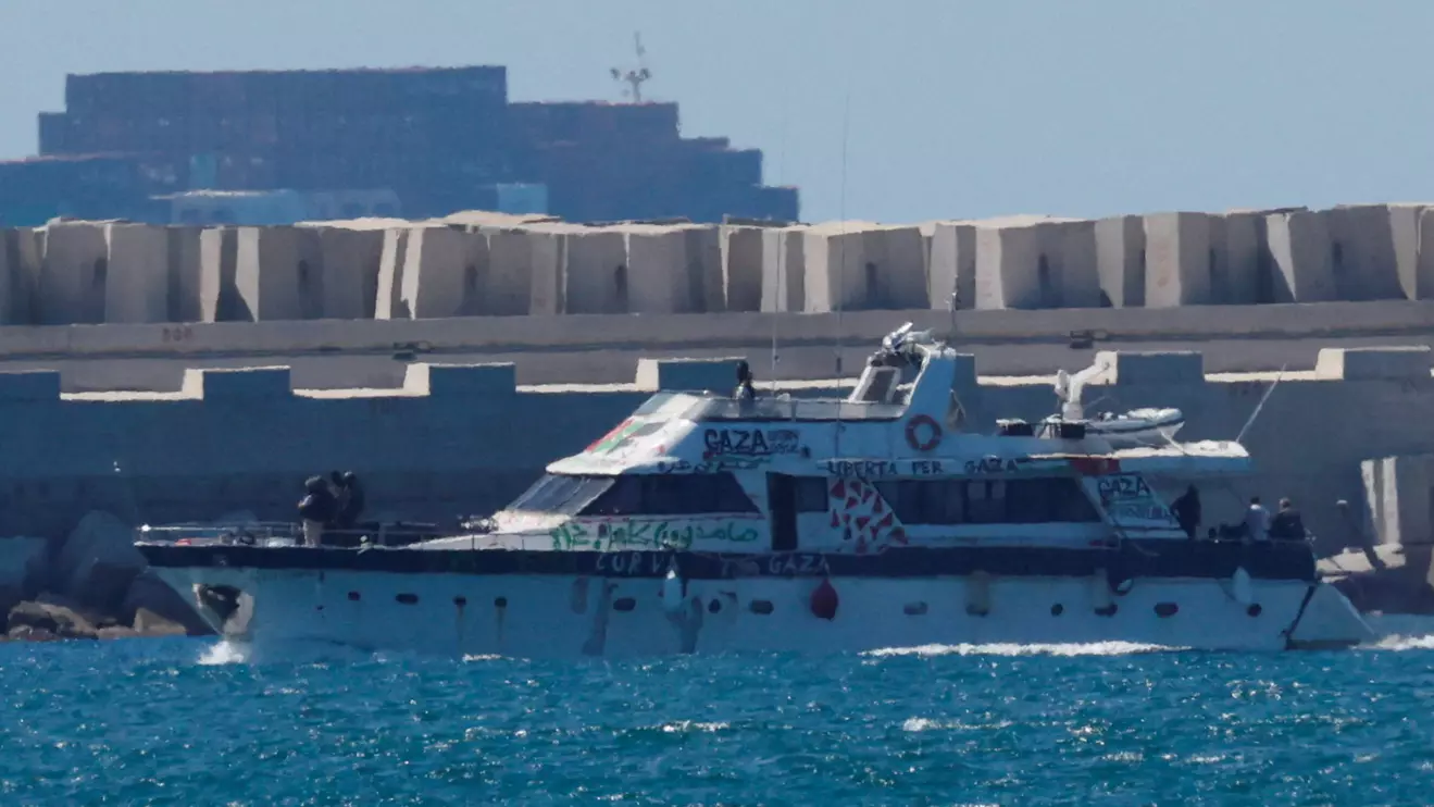 An intercepted vessel from the Global Sumud Flotilla moves towards Ashdod Port, after Israel intercepted some of the vessels of the Flotilla aiming to reach Gaza and break Israel's naval blockade, in southern Israel, October 2, 2025. Reuters/Ammar Awad