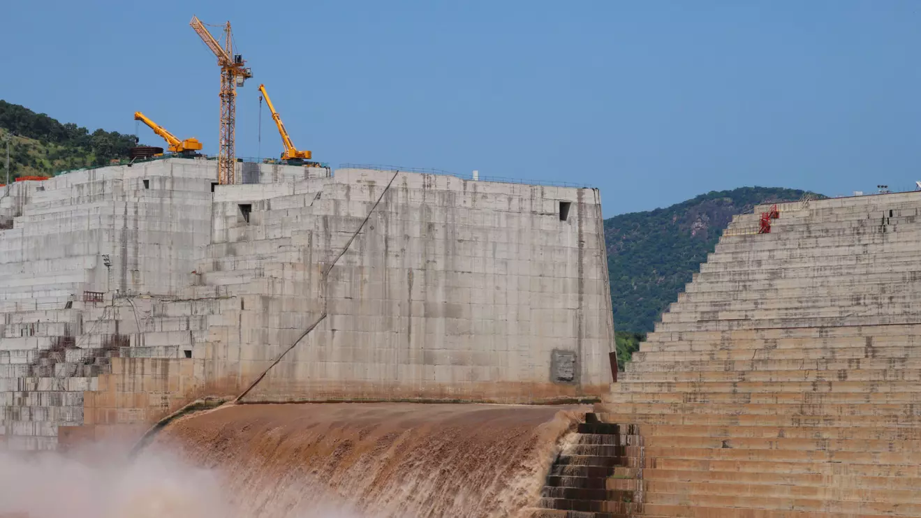 Water flows through Ethiopia's Grand Renaissance Dam as it undergoes construction work on the river Nile in Guba Woreda, Benishangul Gumuz Region, Ethiopia September 26, 2019, Reuters/Tiksa Negeri