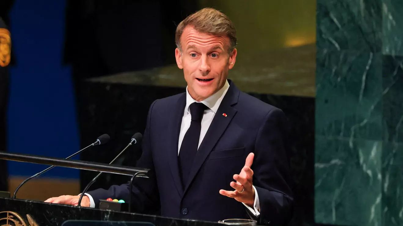 France's President Emmanuel Macron addresses the 81st United Nations General Assembly at UN headquarters in New York City, US, September 22, 2026. Reuters/Brendan McDermid