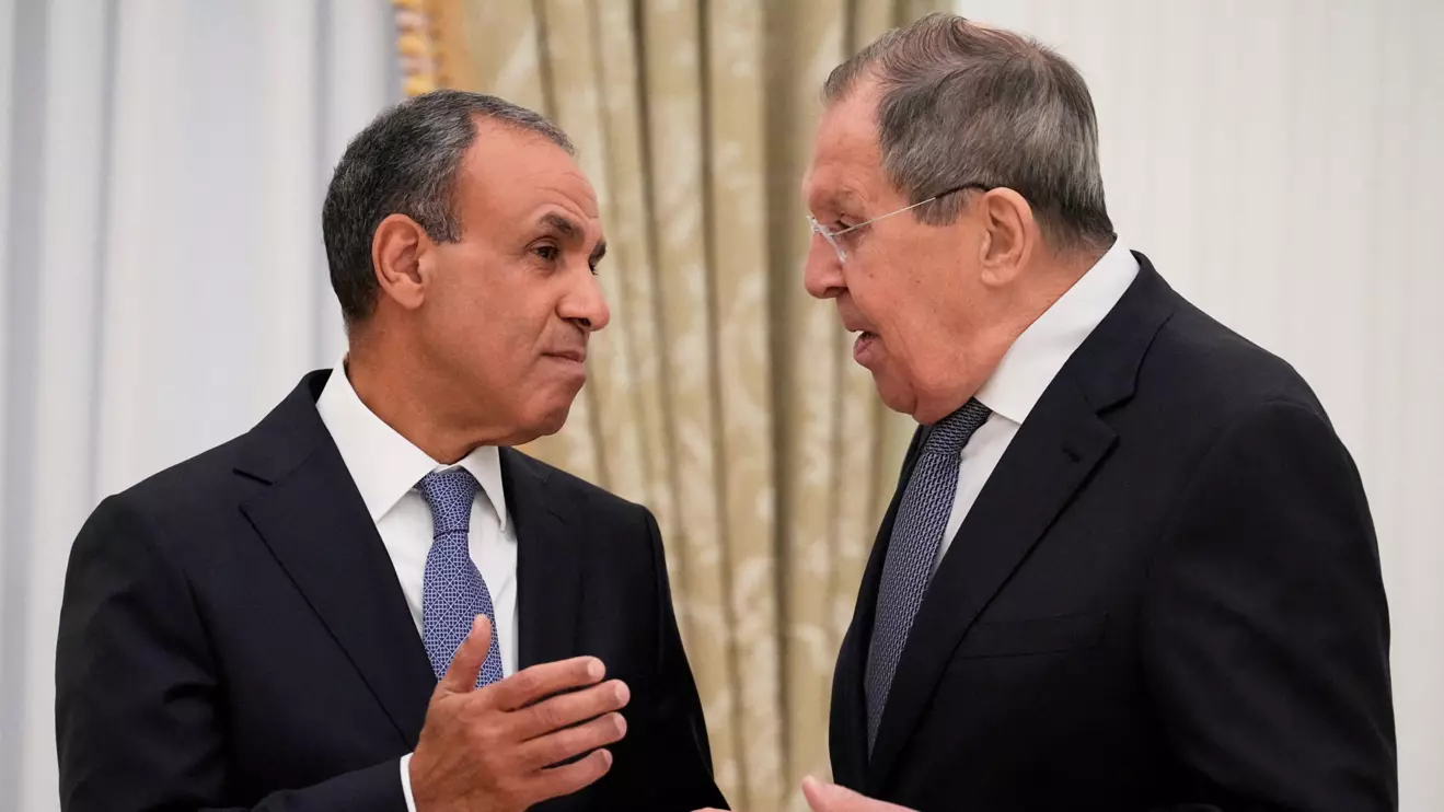 Egyptian Foreign Minister Badr Abdelatty listens to Russian Foreign Minister Sergei Lavrov ahead of a meeting with Russian President Vladimir Putin at the Senate Palace of the Kremlin in Moscow, Russia April 2, 2026. Alexander Zemlianichenko/Reuters