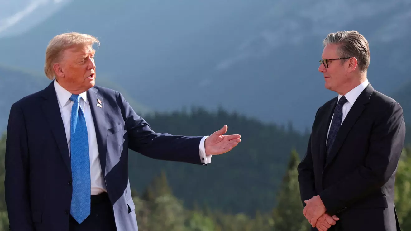 U.S. President Donald Trump and British Prime Minister Keir Starmer attend a family photo session during the G7 Summit, in Kananaskis, Alberta, Canada, June 16, 2025. Reuters/Suzanne Plunkett