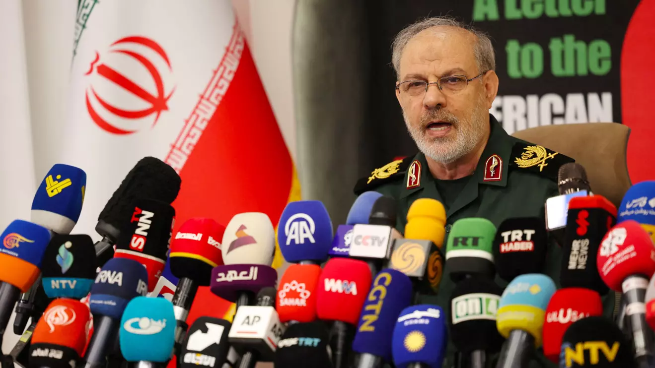 IRGC spokesperson Hossein Mohebbi speaks during a press conference in Tehran, Iran, September 29, 2026. Majid Asgaripour/WANA (West Asia News Agency) via Reuters