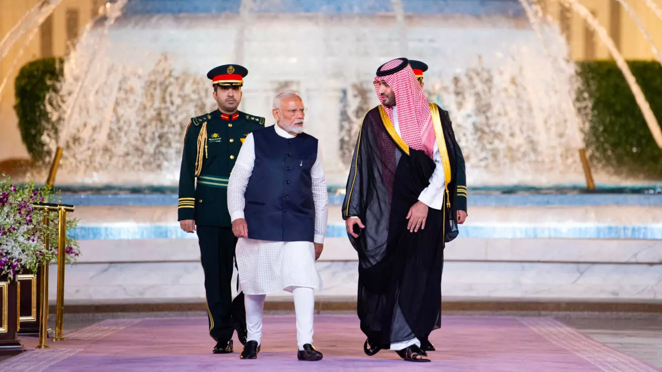 India's Prime Minister Narendra Modi meets Saudi Crown Prince Mohammed Bin Salman, in Jeddah, Saudi Arabia, April 22, 2025. Saudi Press Agency