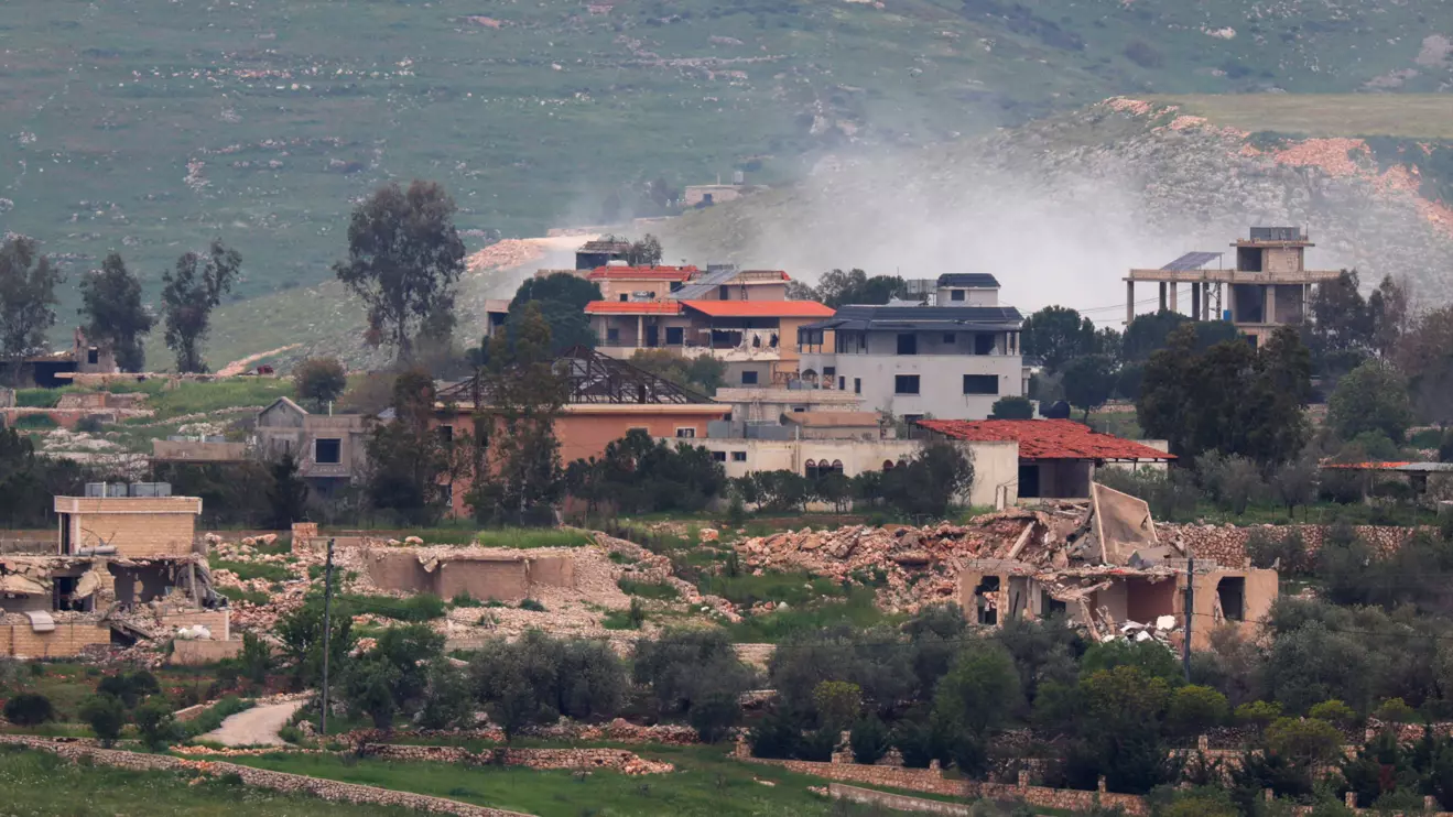Smoke rises behind buildings following an Israeli strike in Lebanon, near the Israel-Lebanon border, as seen from Israel, April 15, 2026. Reuters/Florion Goga