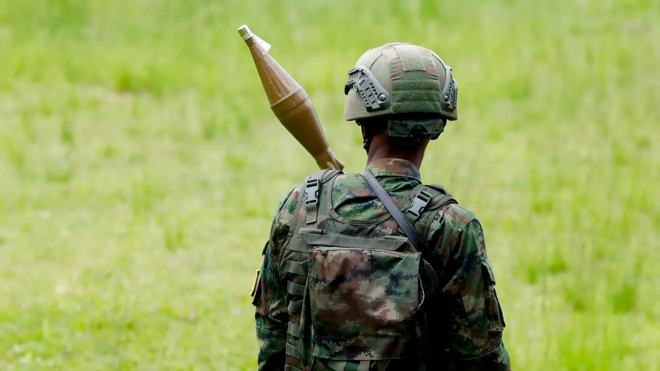 A Rwanda Defence Force (RDF) soldier stands in position at the Grande Barrier border amid clashes between M23 the Armed Forces of the Democratic Republic of the Congo (FARDC), at the border crossing point at Gisenyi, in Rubavu district, Rwanda, January 29, 2025. Reuters/Thomas Mukoy