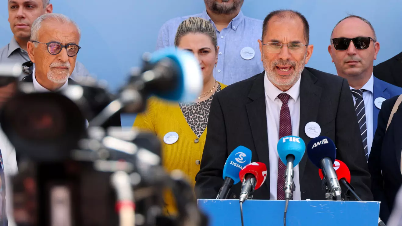 Odysseas Michaelides speaks to the media after submitting his candidacy for the forthcoming parliamentary elections on May 24, in Nicosia, Cyprus May 6, 2026. Reuters/Yiannis Kourtoglou