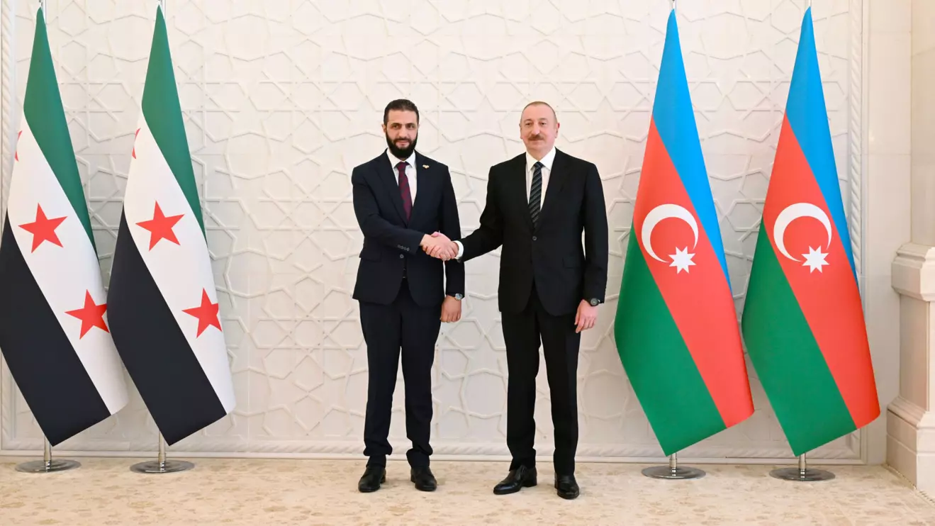 President al-Sharaa and Ilham Aliyev in Baku © X