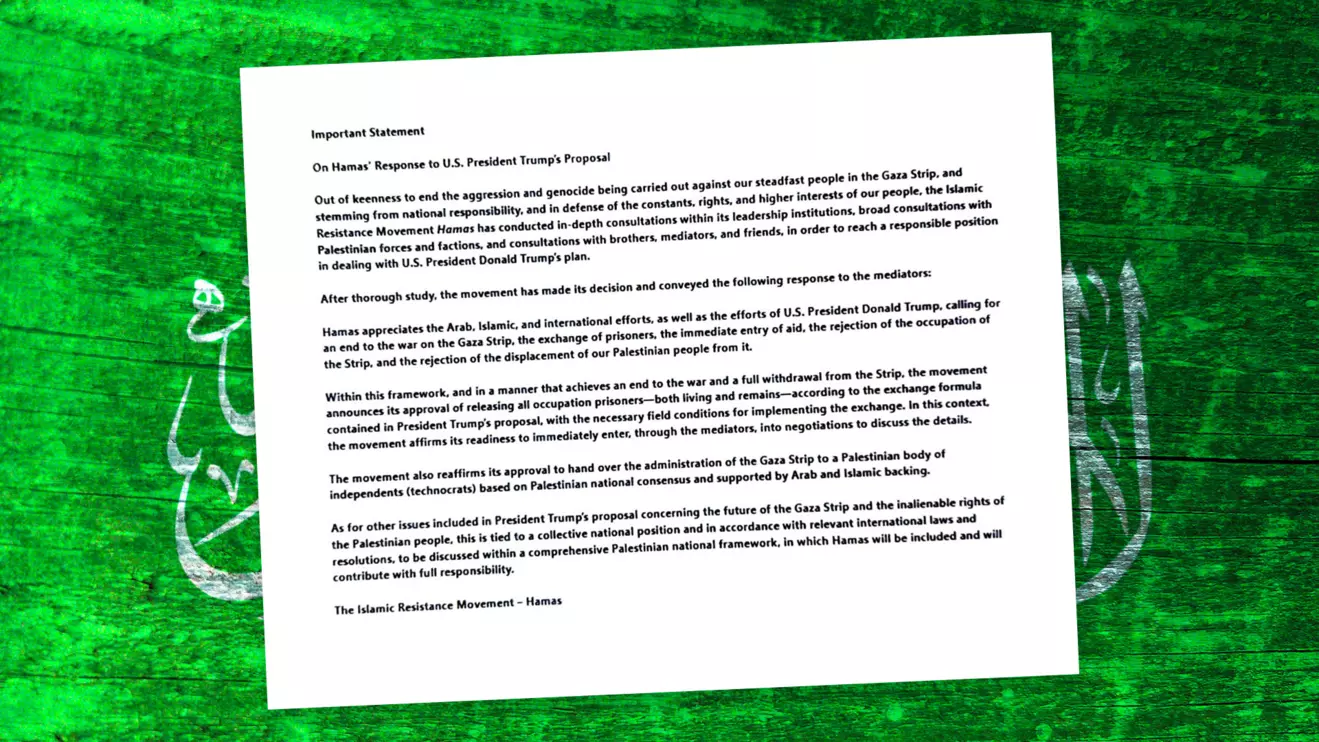 The statement from Hamas released on Friday evening © Mena Today 