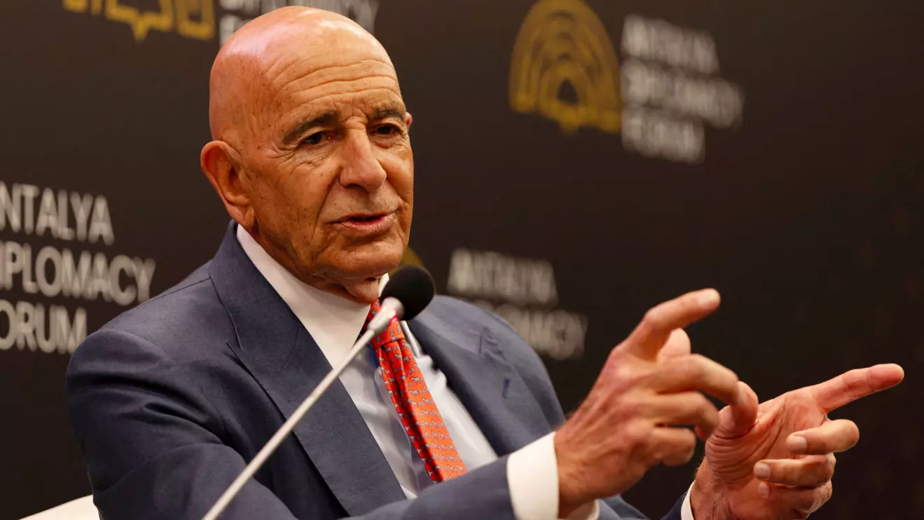 U.S. Special Envoy for Syria and Ambassador to Turkey Tom Barrack speaks during a session at Antalya Diplomacy Forum in Antalya, Turkey, April 17, 2026. Reuters/Umit Bektas